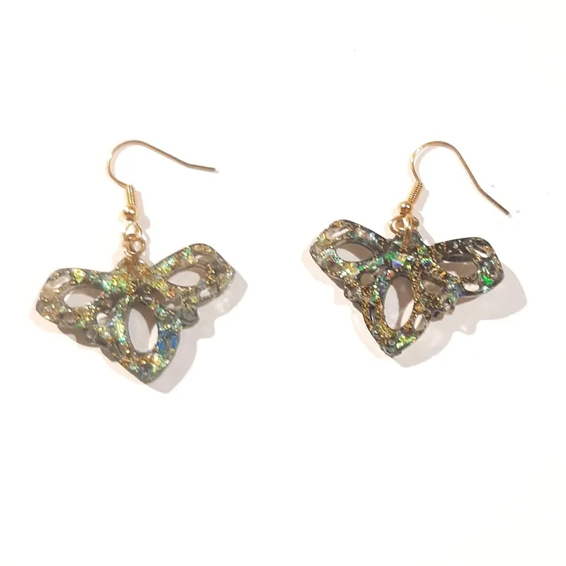 boucles d'oreilles papillon bleu vert résine