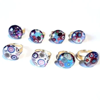 bague cabochon ronde psychƩdƩlique 18 mm