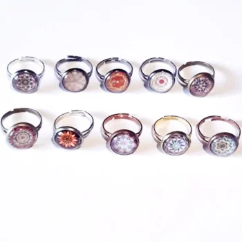bague cabochon ronde 13 mm tons chauds