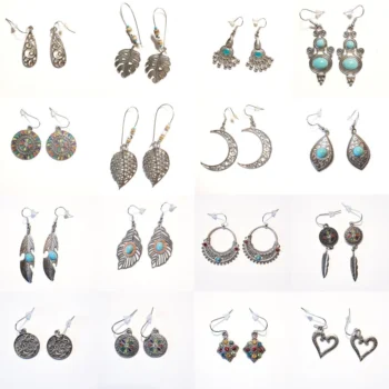 boucles oreilles argent vieilli turquoise boho