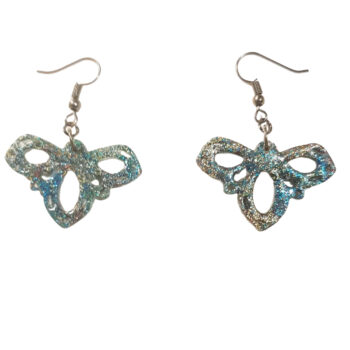 boucles d'oreilles papillon bleu vert résine