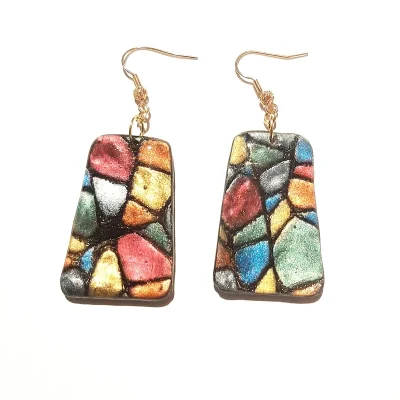 boucles d'oreilles effet vitrail
