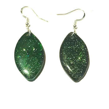 boucles d'oreilles ovales paillettes vertes