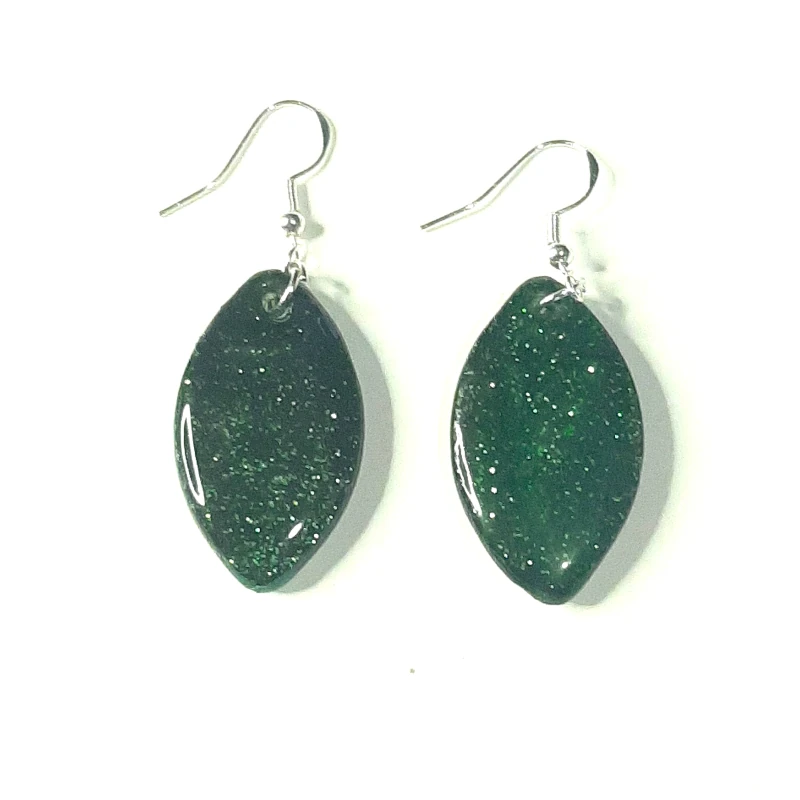 boucles d'oreilles ovales paillettes vertes